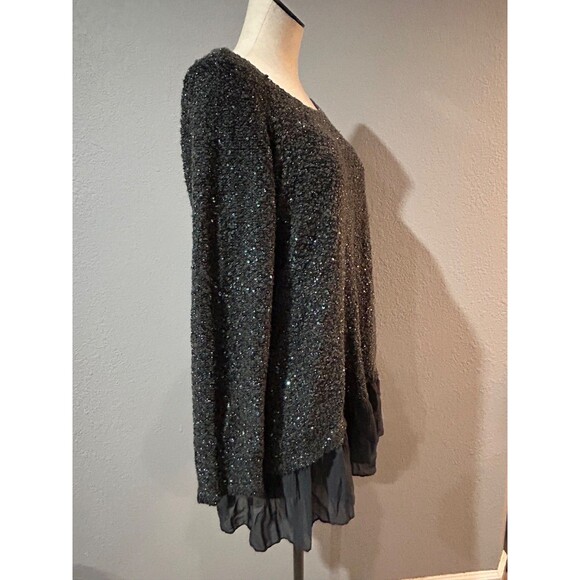 Alfani Women’s Sequined Textured Layered Look Sweater Tunic Top size 1X Holidays - Picture 5 of 9